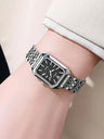Small niche luxury fashion retro high-end gold steel strip small square watch with temperament women'squartz watch (without box） - Lootquake