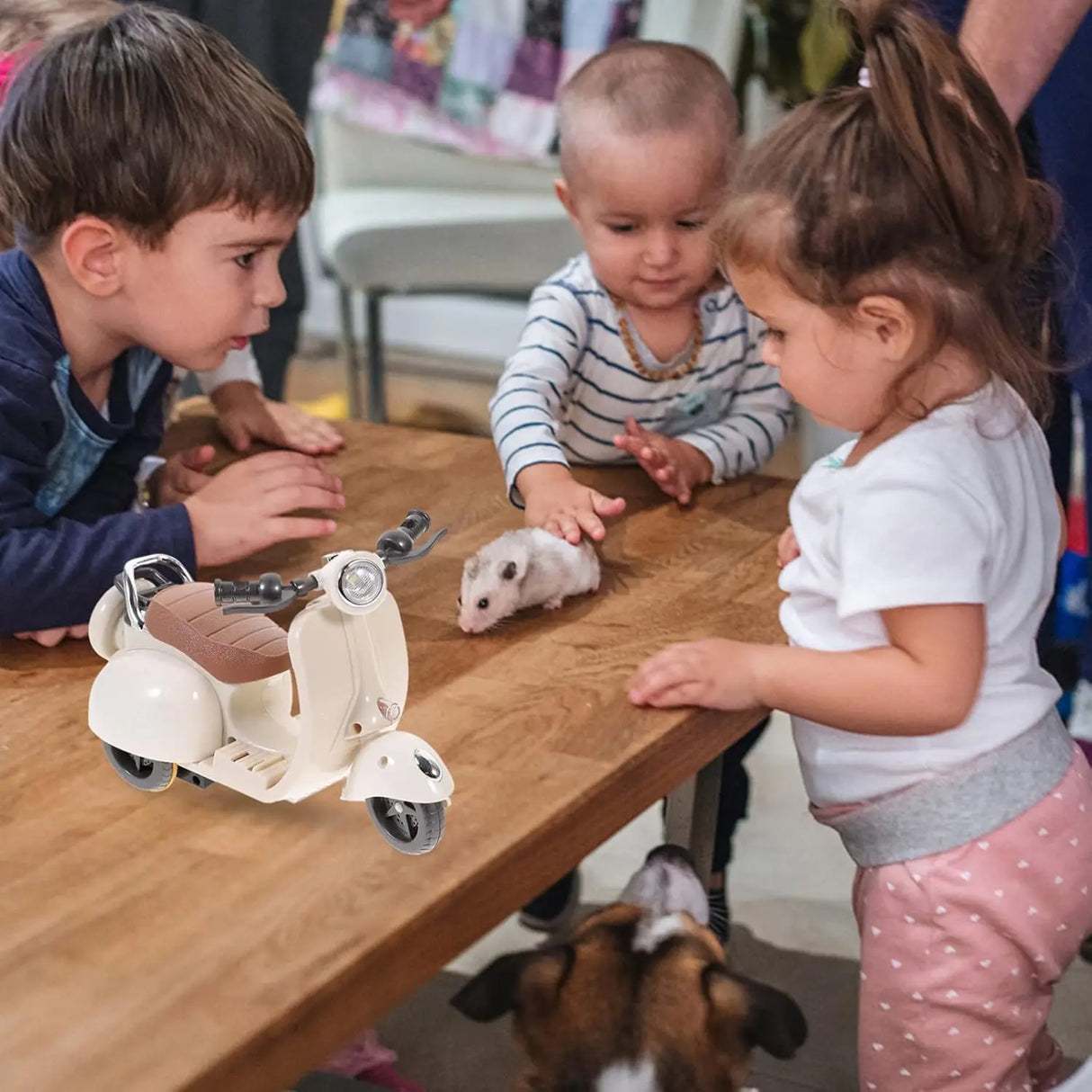 Minimoto eléctrica para muñecas Labubu, accesorios para muñecas Labubu, divertidos y adorables juguetes para muñecas, con luces y música, regalo de Navidad para niños.