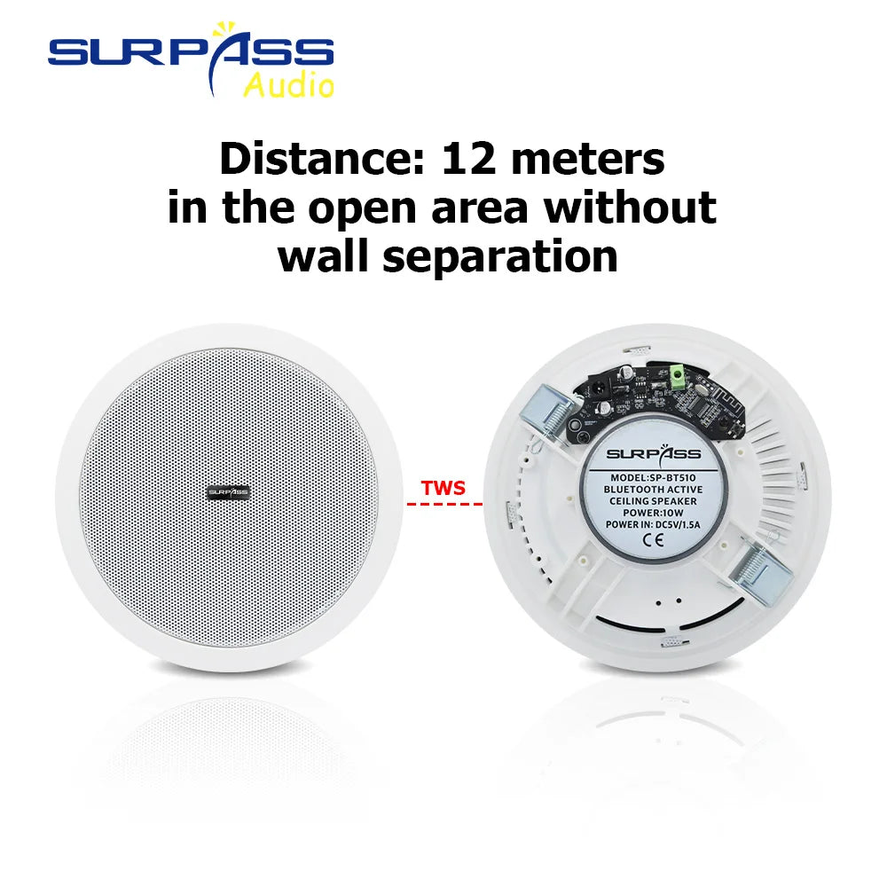 Amplificateur de classe D intégré, haut-parleur de plafond compatible Bluetooth à gamme complète, pour musique de fond de cinéma maison, bonne qualité