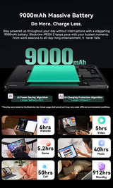 Tablettes Blackview MEGA 2 12 pouces 2K écran Widevine L1 24 Go (8 + 16) Android 15 256 Go 9000 mAh AI caméra principale Pad PC