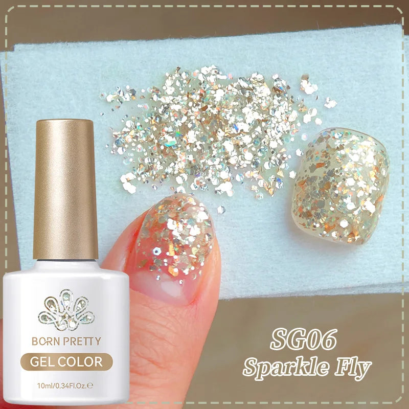 BORN PRETTY 10ml Reflective Glitter Gel Nail Polish Carat Mirage Sparkling Color Shine UV LED Soak Off Semi-Permanant Varnish