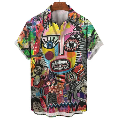 Hawaiian Three-Dimensional Eye Fashion Shirts For Men 3d Print Casual Short Sleeved Summer Tops Funny Clothes For Man Clothing - Lootquake