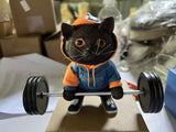 Sculpture de chat fitness mignon, dessin animé, résine 3D, artisanat, bijoux pour la maison, ornements, meuble TV, armoire à vin simple, cadeau de Saint-Valentin