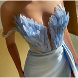 White Angel Feather Dress Luxury Design Women's Off Shoulder Elegant Long Dress Halloween Christmas Party Evening Wedding Dress - Lootquake