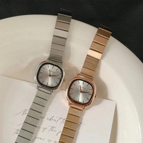2024 Hot Brand Stainless Steel Strap Watch Women Luxury Gift Quartz Wristwatch Student Fashion Simple Square Quartz Watches - Lootquake