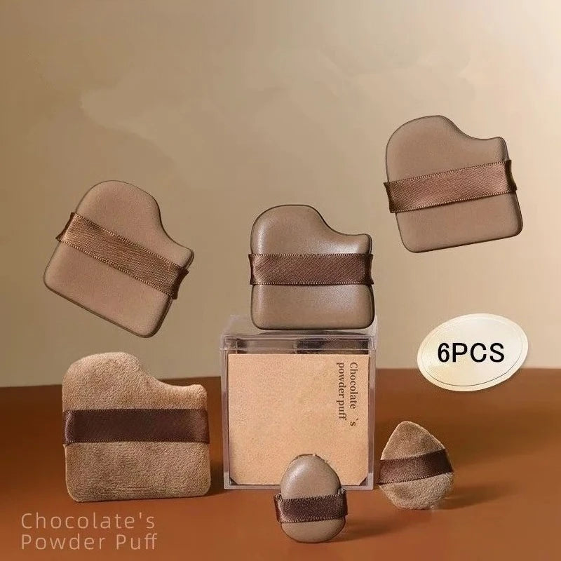 6PCS Chocolate Makeup Blender Cosmetic Puffs Air Cushion Foundation Sponge Loose Powder Puff Fit The Face Cosmetic Beauty Tools