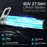 Bicicleta eléctrica para adultos Coswheel GT20S, 1500 W, 48 V, 27,5 Ah, para desplazamientos diarios, bicicleta de montaña eléctrica con neumáticos anchos de 20 pulgadas.