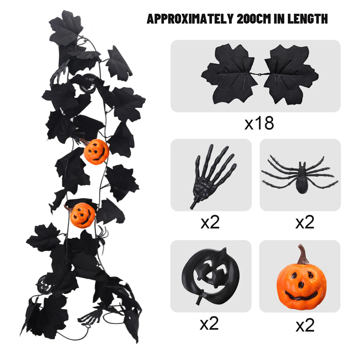 Décorations de fête d'Halloween : vignes de citrouilles, feuilles d'érable et araignées. Couronne gothique pour une ambiance de vacances effrayante. Décorations de fête d'Halloween.