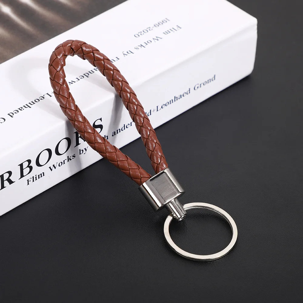 Originality PU Leather Metal Organization Rope Keychain Personality Custom Name Text Keyring Car Moto Key Ring Chain Gift - Lootquake