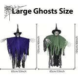 Halloween Skeleton Ghost Hanging Decor,Scary Flying Ghost with Wizard Hat for Haunted House Decor, Patio Porch Skull Prop