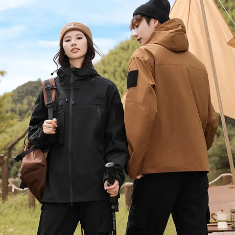 Autumn Men's Mountain Ski Jackets Outdoor Windbreaker Hiking Hooded Coats for Men Climbing Waterproof Jackets Raincoat Clothing - Lootquake