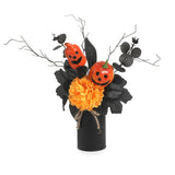 Halloween Home Room Decoration Simulation Pumpkin Maple Leaf Flower Table Decor, Halloween Pumpkin Barrel Decoration Props
