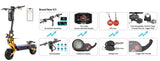Patinete eléctrico todoterreno YUME X11+ de 6000 W con motor dual, 60 V-30 Ah, para adultos, velocidad máxima de 95 km/h, motor sin escobillas, alcance de 100 km.