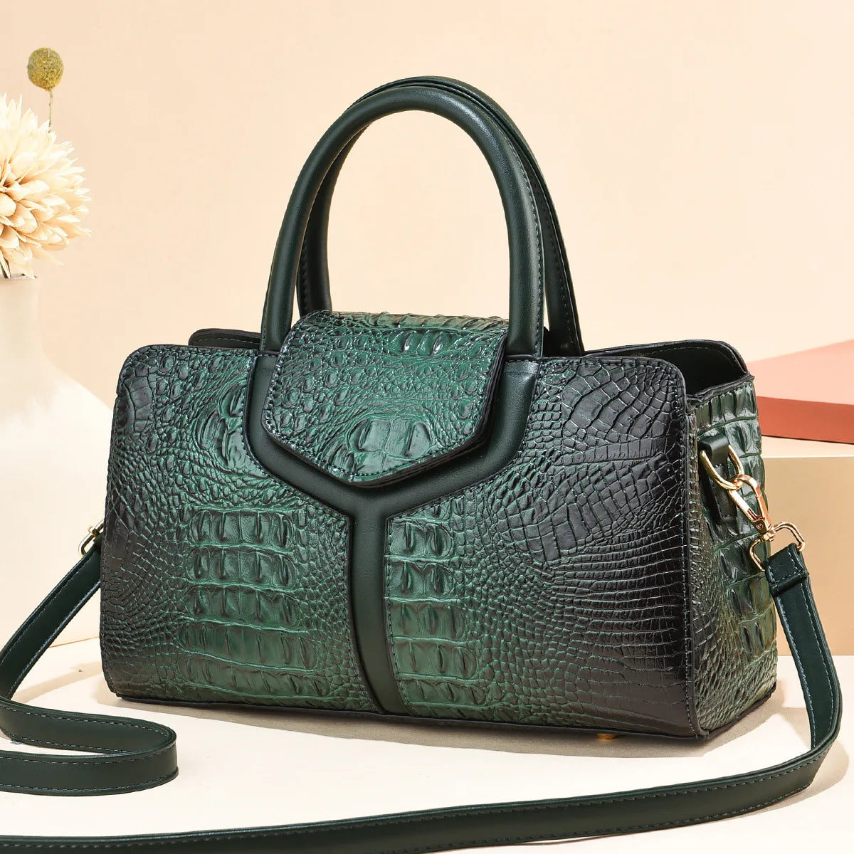 Bag Women New Fashion Crocodile Pattern Handbag | Large Capacity Casual Shoulder Messenger Bag (Purses &amp; Handbags)