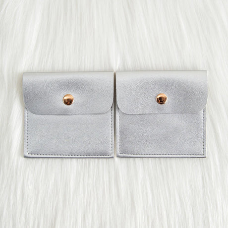 50/100Pcs Custom Logo 8x8cm PU Leather Jewelry Snap Bag Gold Button Pouches Ring Earring Necklace Wedding Favors Gift Organizer - Lootquake