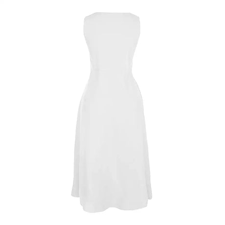Cotton Linen Sleeveless Dress for Women Summer Pullover Skirt Vestidos Fashion Female Clothing Short Sleeved Loose Long Dress - Lootquake