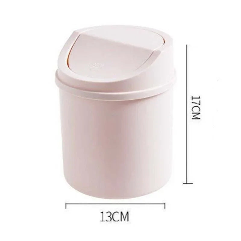 Mini Waste Bin Trash Can Desktop Garbage Basket Table Roll Swing Lid Small Scissors Pencil Household Office Storage Accessories