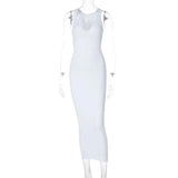 Sifreyr - Vestido largo ajustado sin mangas con cuello en V acanalado para mujer, vestido maxi sexy para fiesta, club y verano