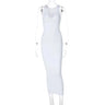 Sifreyr - Vestido largo ajustado sin mangas con cuello en V acanalado para mujer, vestido maxi sexy para fiesta, club y verano