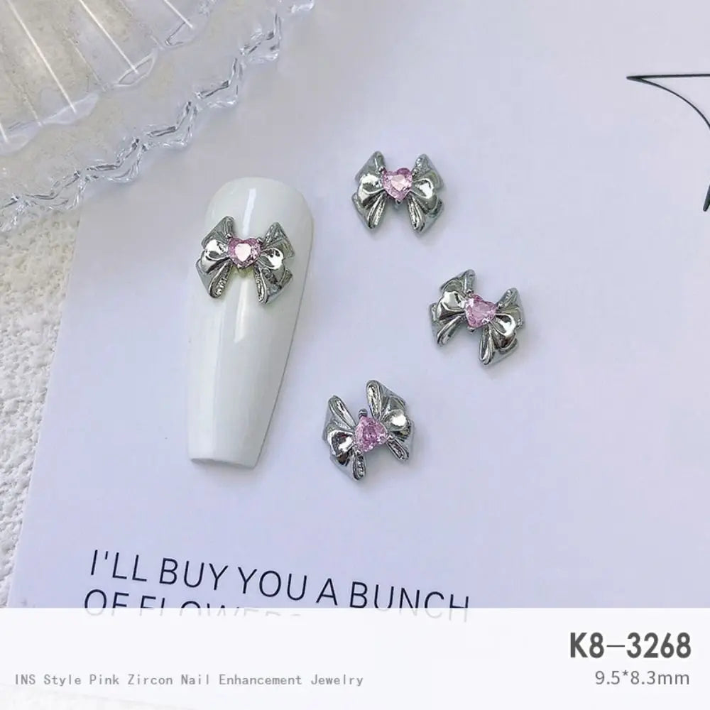 Light Luxury Charms Luxury Nails DIY Nail Charms Japanese Style Pink Jewel Nails Decor Manicure Ornaments Alloy