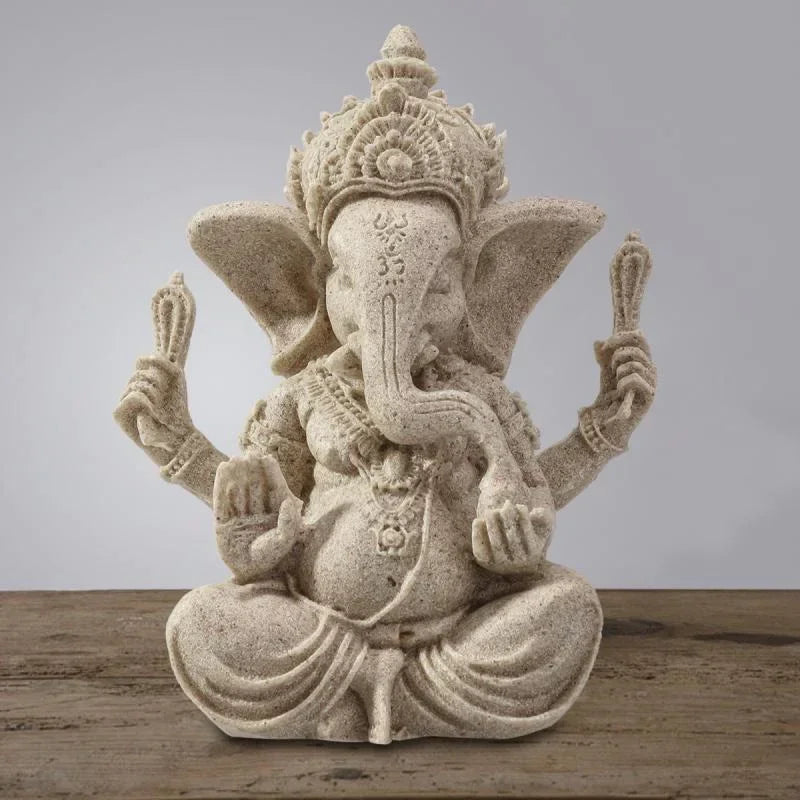 Estatua de elefante de Buda Ganesha de arenisca hecha a mano, escultura, figura para decoración del hogar y la sala de estar.