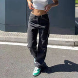 Women Wide Leg Baggy Jeans Lady Vintage Y2K Punk Low Rise Waist Loose Denim Pants Streetwear Fashion Trashy Long Skater Trousers - Lootquake