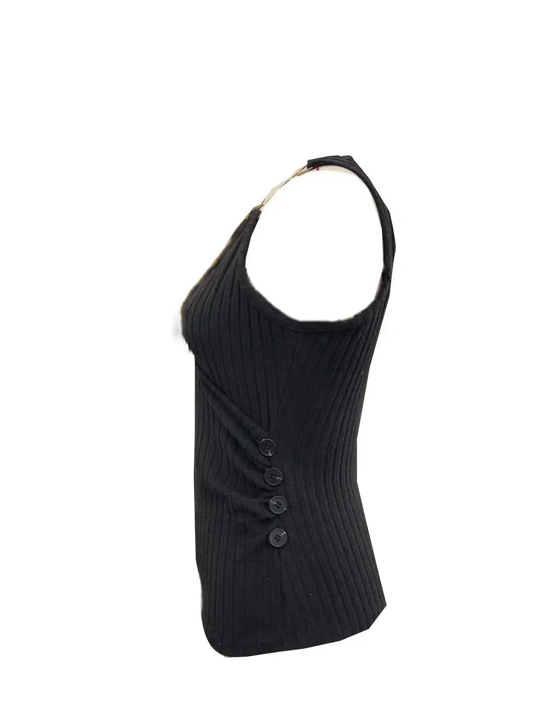 Chain Linked Surplice Neck Tank Top Sexy Button Decor Skim Sleeveless Top For Spring & Summer Women's Clothing - Lootquake