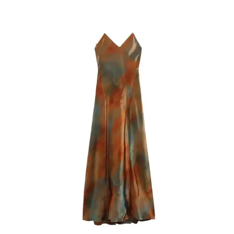 2023 New Women's Elegant Sexy Long Dress V-neck Open-back Rainbow Printing Tank Dress Sleeveless Summer Fashion - Lootquake