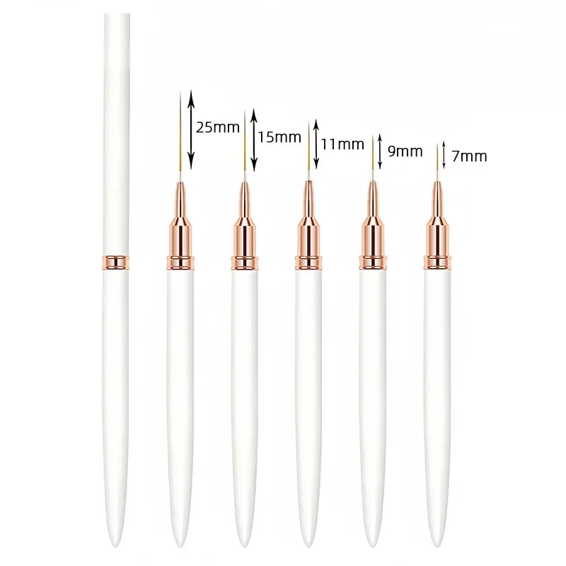 7/9/11/15/25MM Nail Liner Brush Set UV Gel Nail Brushes Kits 5pcs French Stripe Line Painting Drawing Flower Pen Manicure Tools