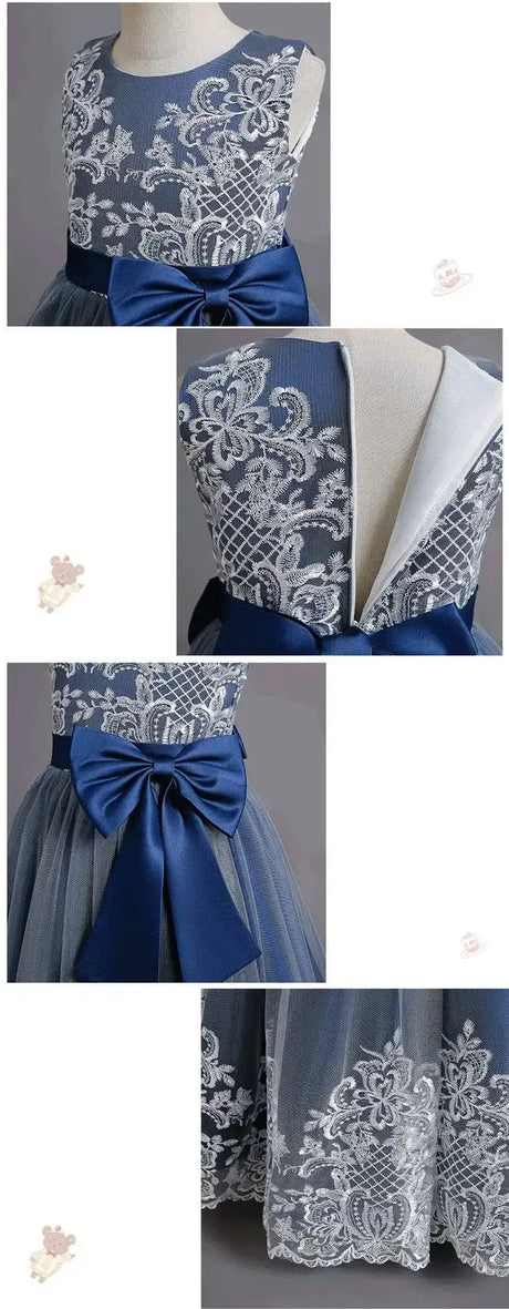 New Christmas Party Princess long dress children's dress children's gauze lace birthday party dinner ball big butterfly dress - Lootquake