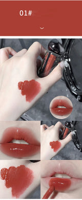 Rouge à lèvres liquide violet foncé, léger, longue tenue, transparent, hydratant, effet miroir, rose pêche, antiadhésif