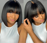 "Put On & Go" Straight Bob Wig | Easy Wear Human Hair with Bangs & Realistic Scalp