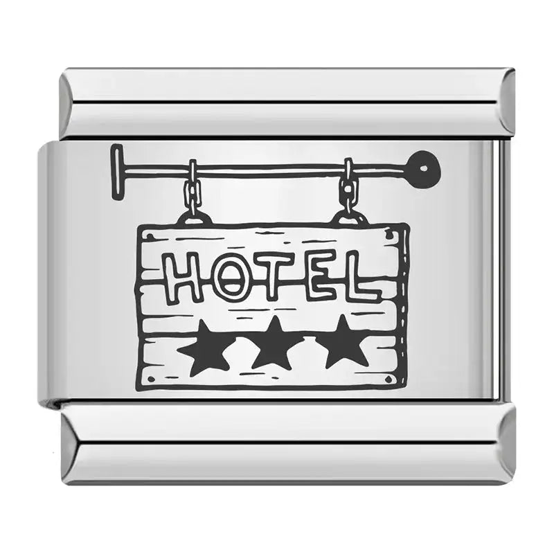 1pc New Designer Exploration Hotel Map Tent Charm Links Fit 9mm Bracelet Stainless Steel Jewelry DIY Making Bangle - Lootquake