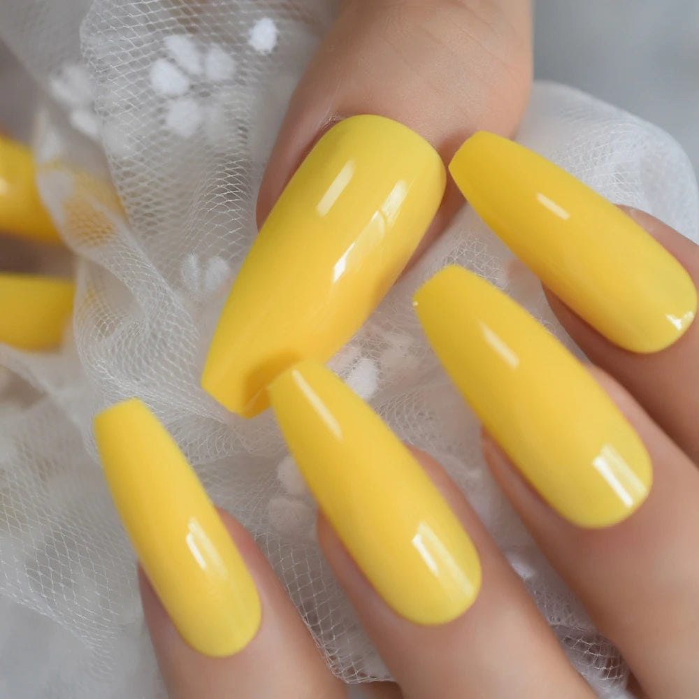 Milk White Long Ballerina Nails Glossry Shiny Pure Color Extra Long Acrylic Nail Tips gel Polish Cover 24