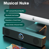 Barre de son sans fil Bluetooth pour jeux vidéo, USB, stéréo 3D, caisson de basses, FM, horloge, barre de son intérieure, haut-parleur pour ordinateur, offre spéciale