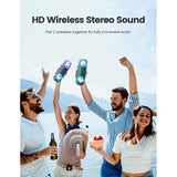 Enceinte Bluetooth WISETIGER d'extérieur, étanche IPX7, 25 W, BT5.3, haut-parleur stéréo surround avec lumières pulsées et égaliseur