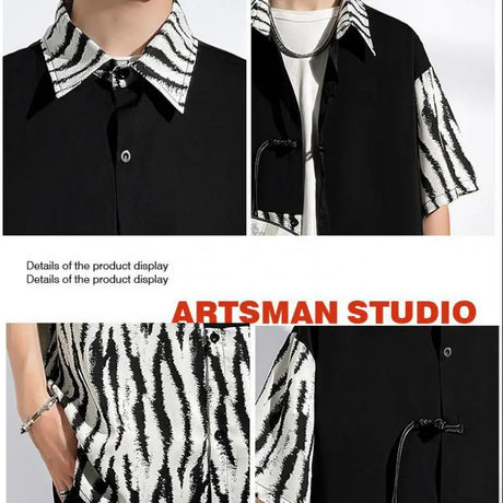 M-5XL Plus Size Mens Short Sleeve Shirt Chinese Traditional Tai Chi Kung Fu Mandarin Collar Frog-Button Clothes Summer Tops Man - Lootquake