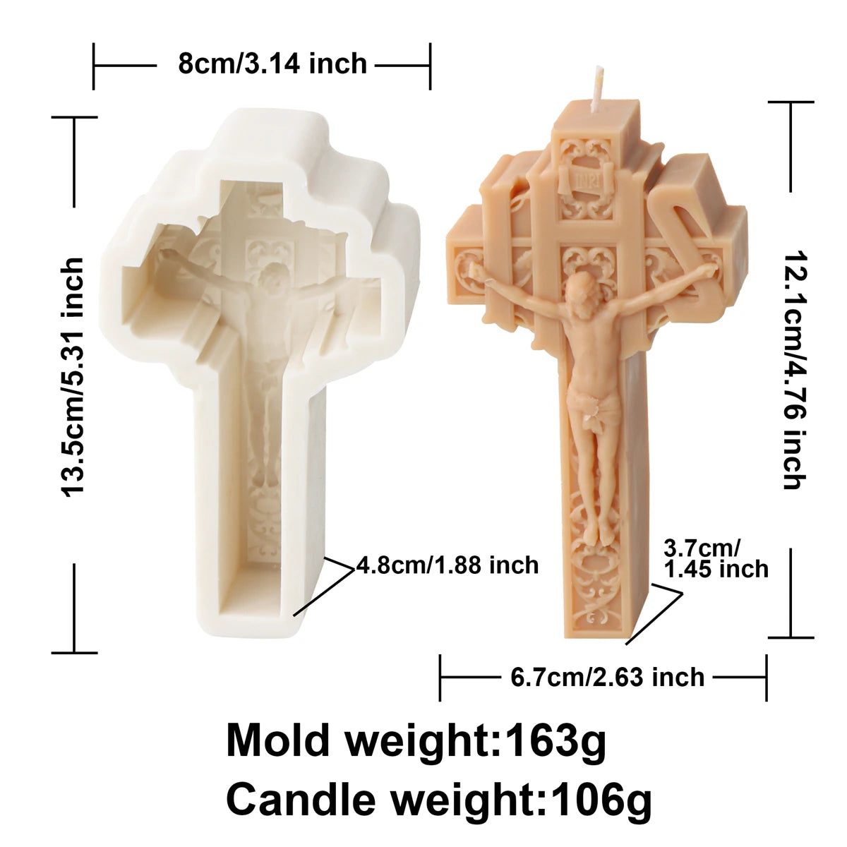 Moule en silicone 3D en forme de croix de Jésus pour bougie, moulage en résine pour perles aromatiques, savon, décoration artisanale, cadeau