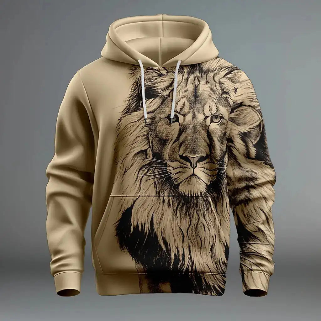 2024 Funny 3D Lion Printed Hoodies For Men Fashion Loose Sweatshirts Street Trend Harajuku Men's Clothes Autumn New Pullover - Lootquake