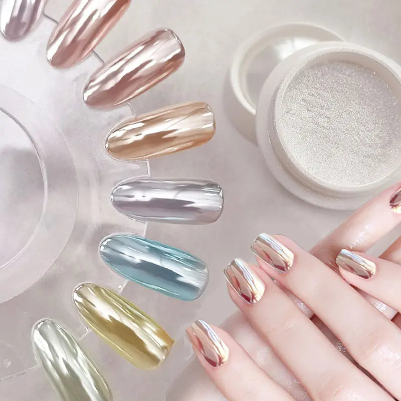 Moonlight Mirror Nail Powder Aurora Silver Glitter Metallic Effect UV Gel Polish for Manicure DIY Nail  Art Design Decoration