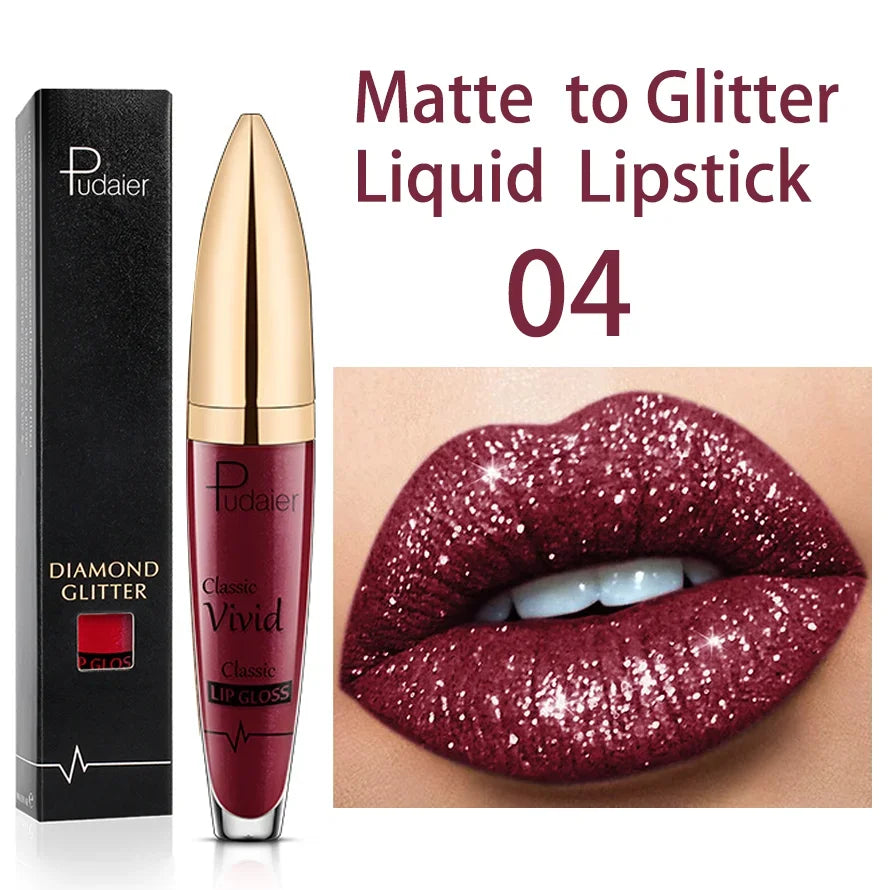 Diamond Shimmer Pearlescent Lip Gloss Waterproof Long Lasting Non-stick Cup Matte Glitter Liquid Lipstick Lip Glaze Lips Make Up