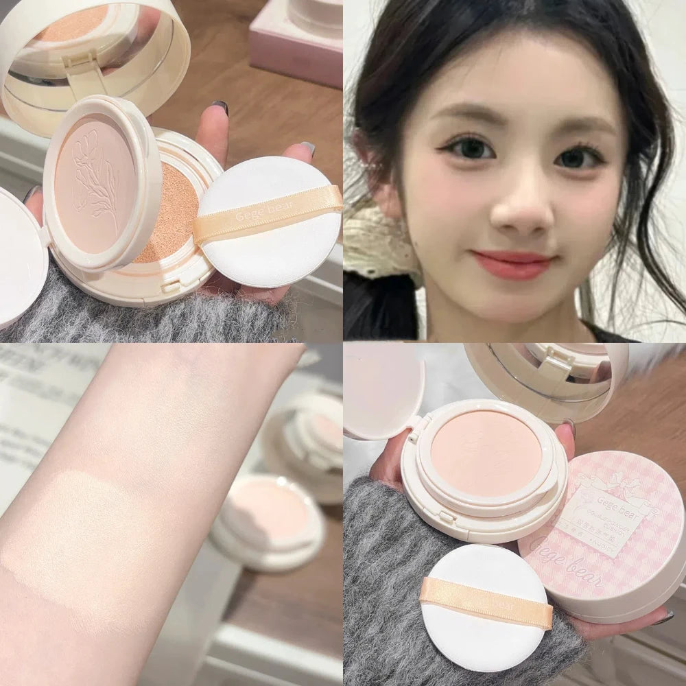 Polvos compactos mate para rostro, control de aceite, cobertura total natural, hidratante, blanqueador, base de maquillaje en crema, 2 en 1 cosmético