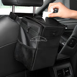 Cubo de basura con tapa y bolsillos de almacenamiento, 100 % a prueba de fugas, organizador impermeable, multiusos, color negro, para coche.