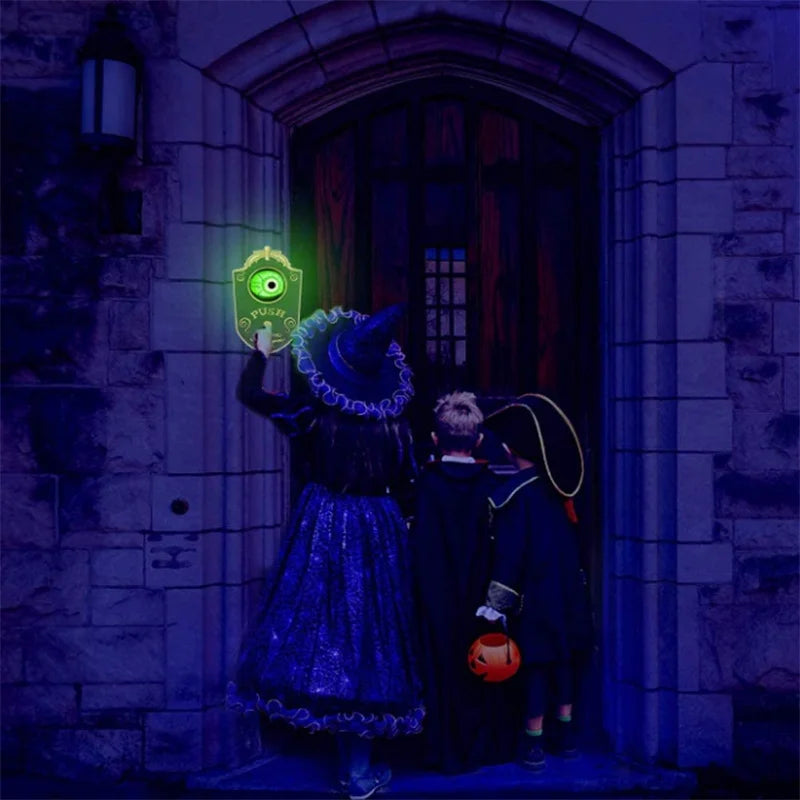 Decoração de halloween led pendurado campainha de um olho brilhante globo ocular som de terror festa de halloween decoração de c