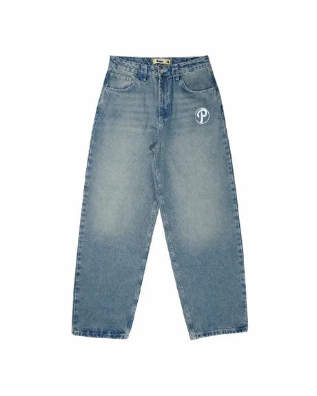 Streetwear Jeans Y2K Men Women Clothes Harajuku Hip Hop Letter Embroidered Vintage Blue Baggy Jeans High Waist Wide Leg Trousers - Lootquake