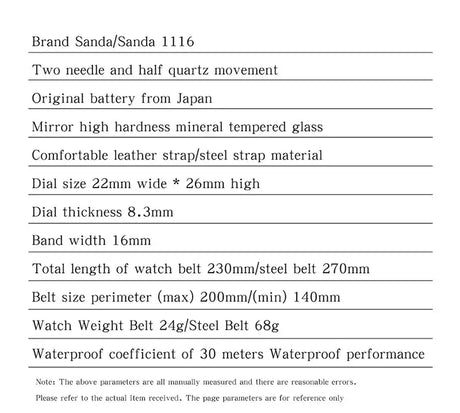 SANDA 1116 New Fashion 2024 Elegant Design Rectangle Dial Water Resistant Quartz Movement Business Women Analog Wrist Watch - Lootquake