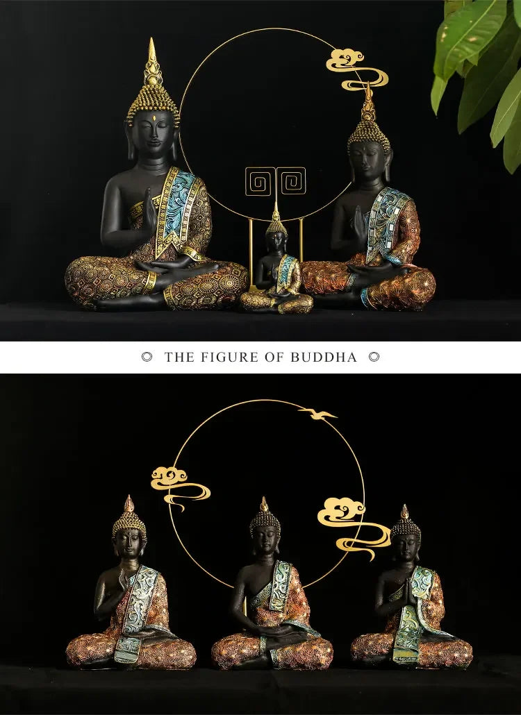 Estatua grande de Buda de Tailandia, escultura de Buda de resina verde hecha a mano, budismo hindú, fengshui, figura de meditación, decoración del hogar