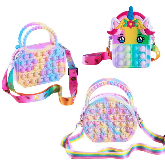 Pop Purse Silicone Sensory Push Pop Bubble Bag Crossbody Bag Antistress Toys Reliver Autism Handbag Coin Pouch for Kids - Lootquake