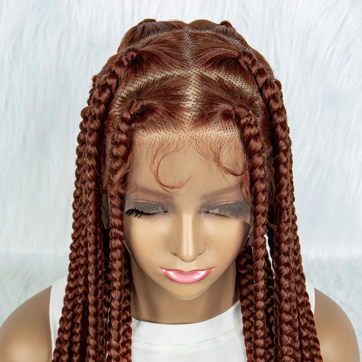 36" Ginger Cornrow & Jumbo Box Braids Wig | Full Lace | #350 Color | Knotless | KIMA Wigs