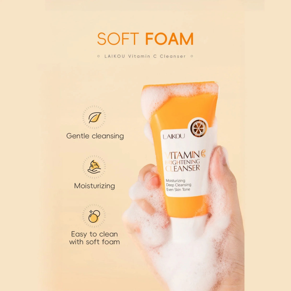 Limpiador facial con vitamina C (50 g), hidratante, humectante, limpieza profunda, refina los poros, ilumina la piel, producto para el cuidado de la piel coreano.